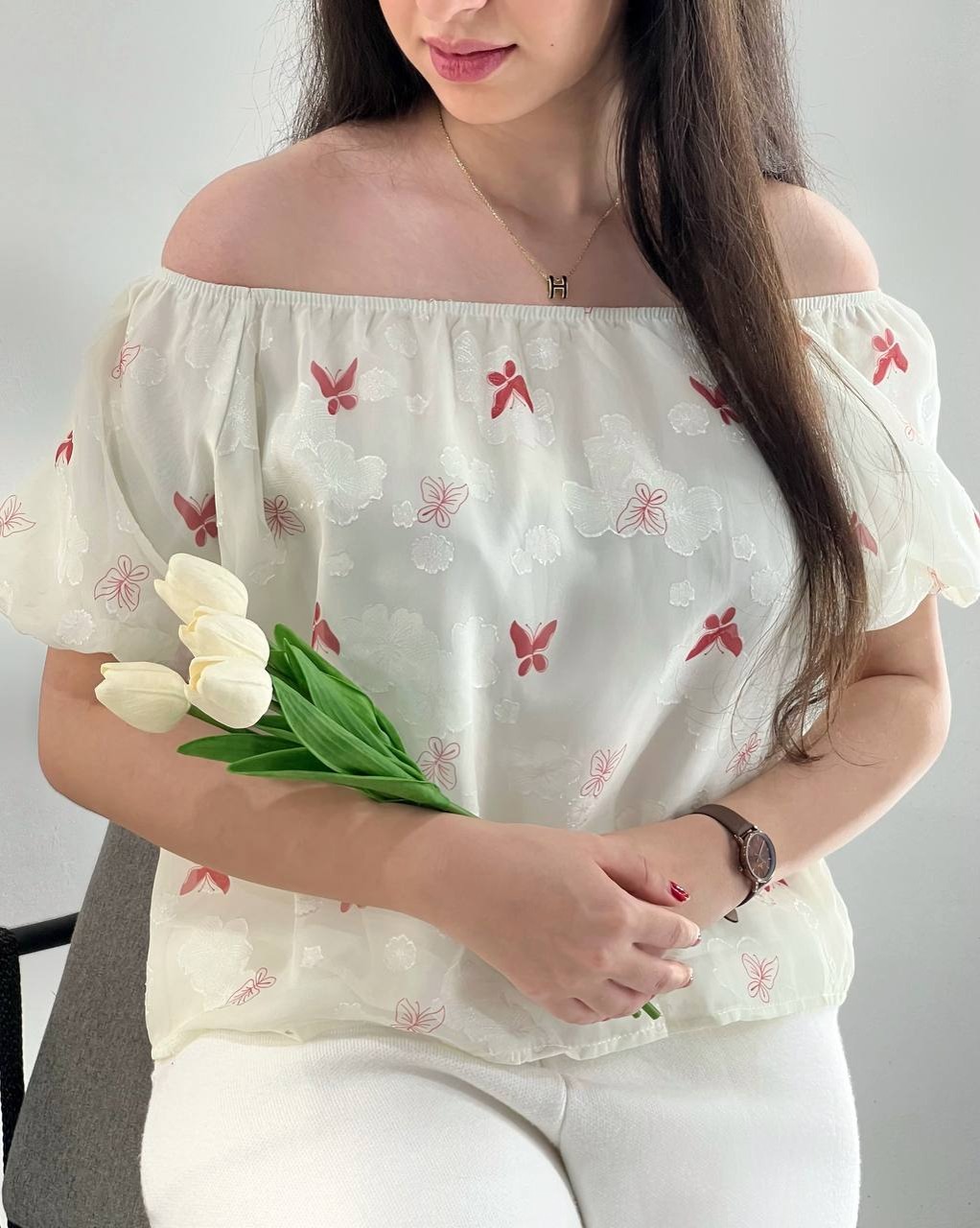 شومیز آستین پف آستردار کد 3932