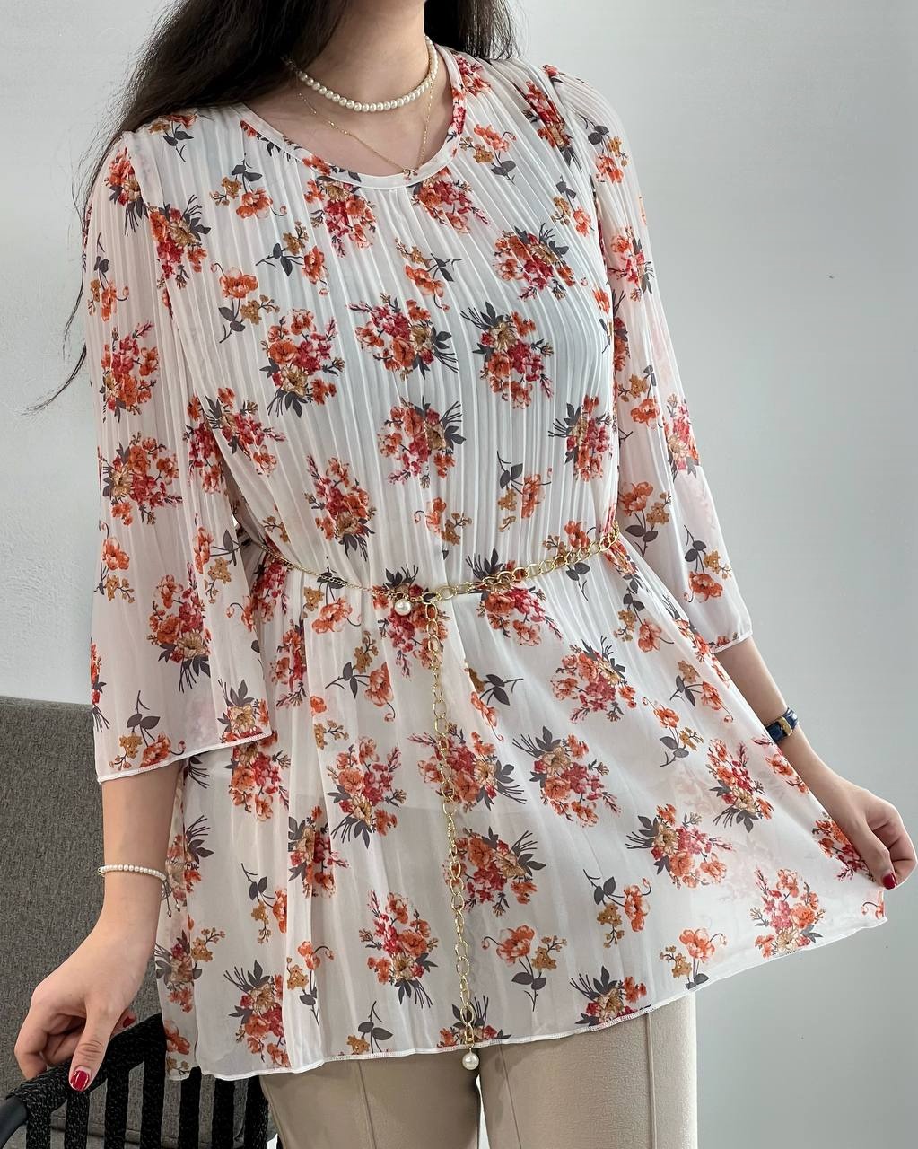 تونیک پلیسه گل ریز کد 3936