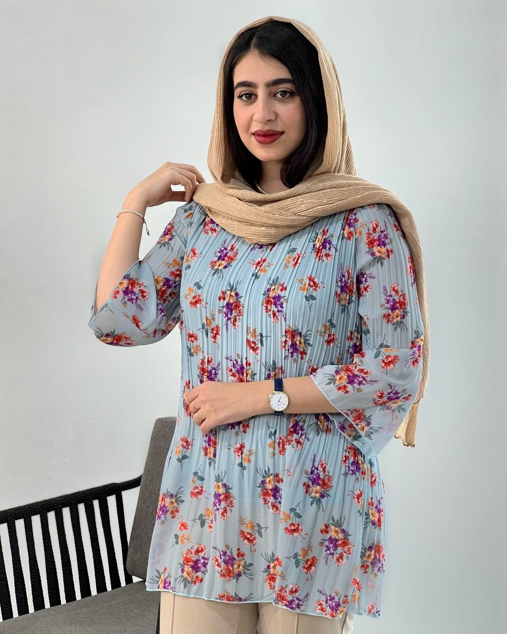 تونیک پلیسه گل ریز کد 3936