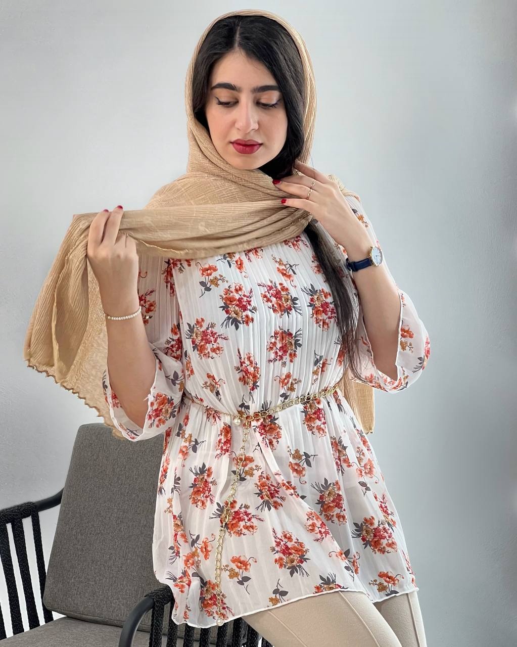 تونیک پلیسه گل ریز کد 3936