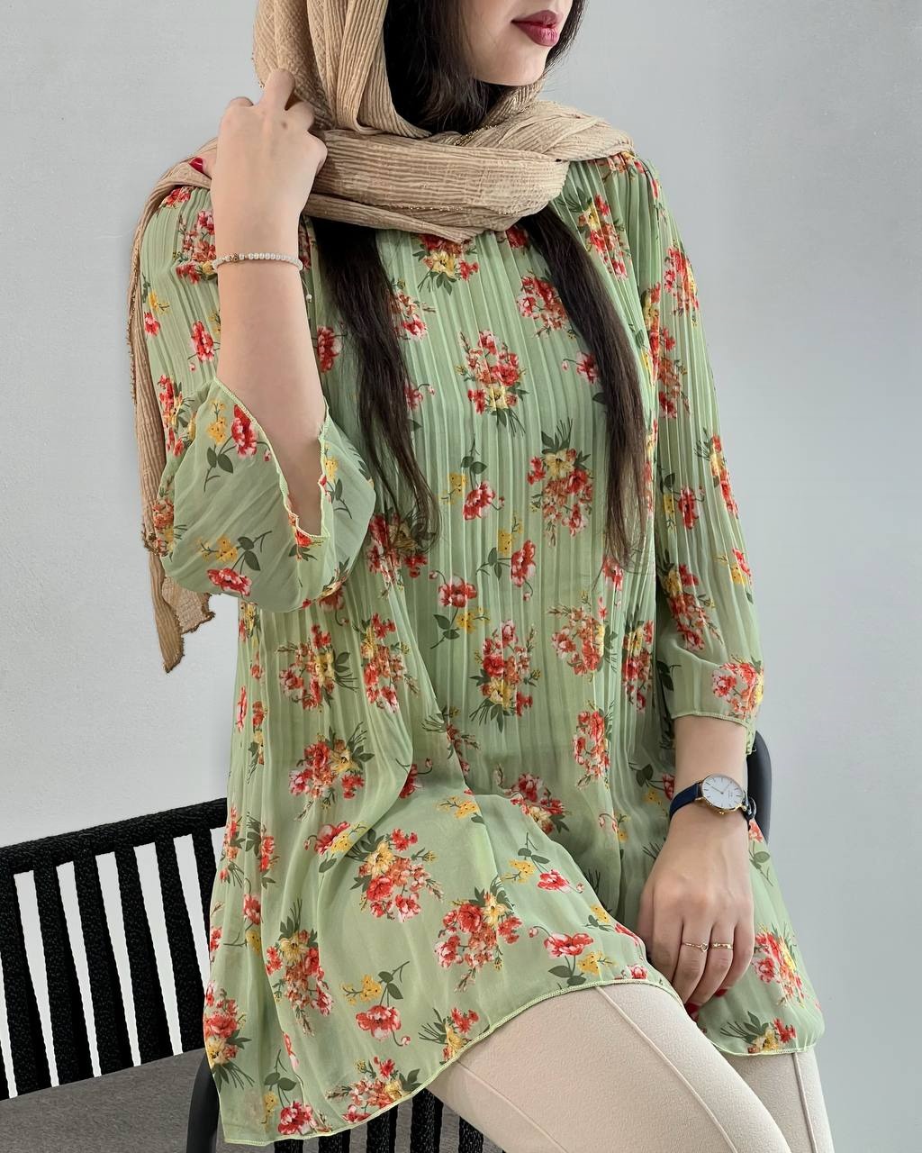 تونیک پلیسه گل ریز کد 3936