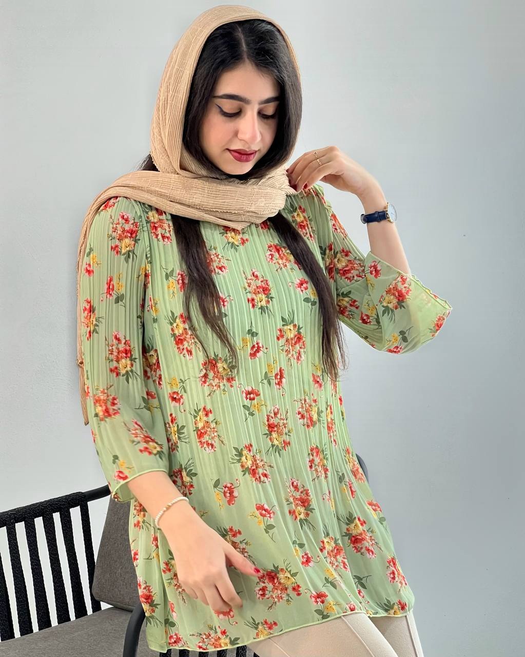 تونیک پلیسه گل ریز کد 3936