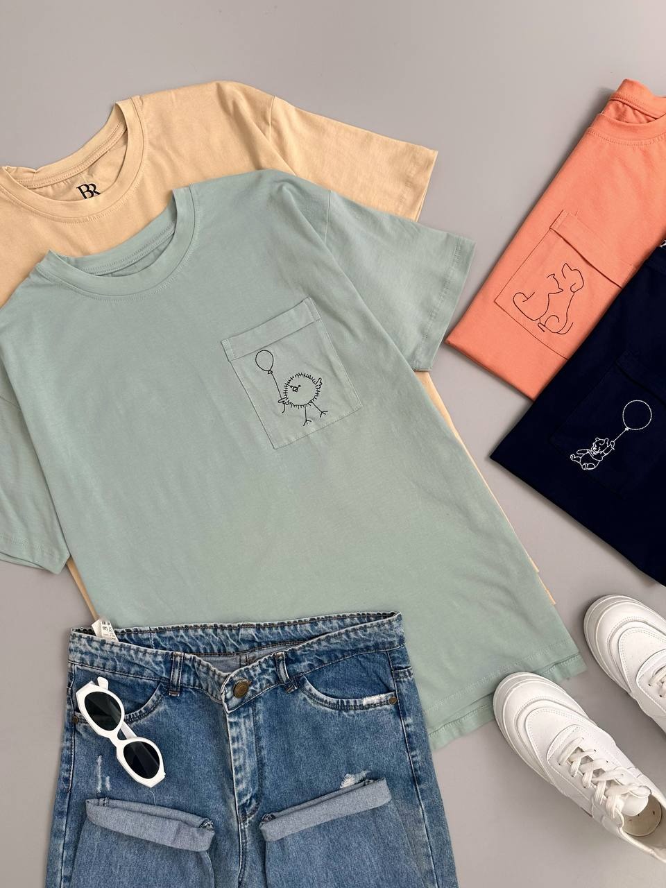 تیشرت جیب گلدوزی کد 3943