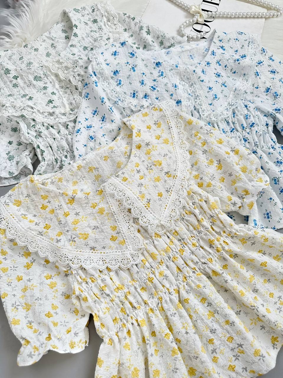 شومیز گل ریز کمر کش کد 3944