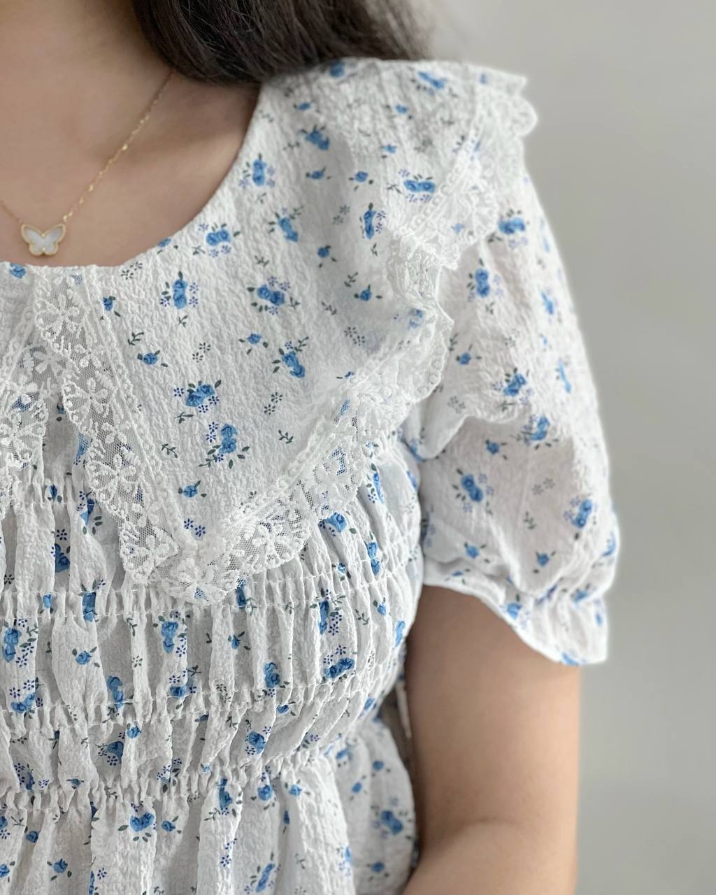 شومیز گل ریز کمر کش کد 3944