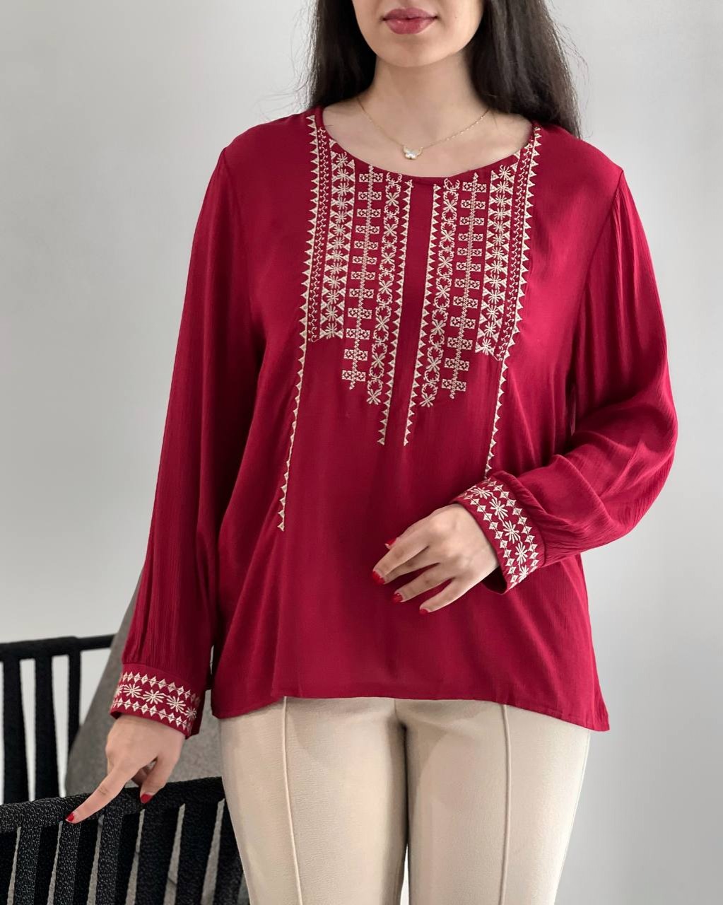 شومیز نخ کریشه گلدوزی کد 3954