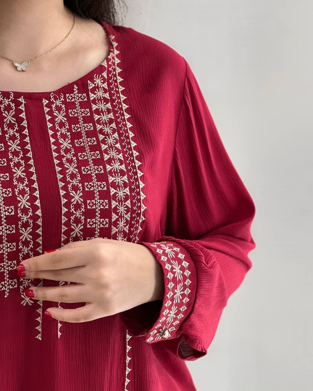 شومیز نخ کریشه گلدوزی کد 3954