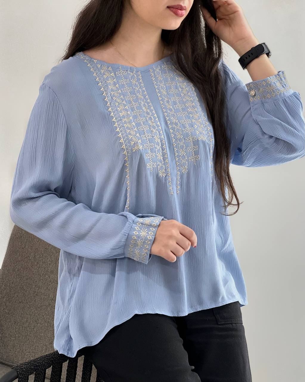 شومیز نخ کریشه گلدوزی کد 3954