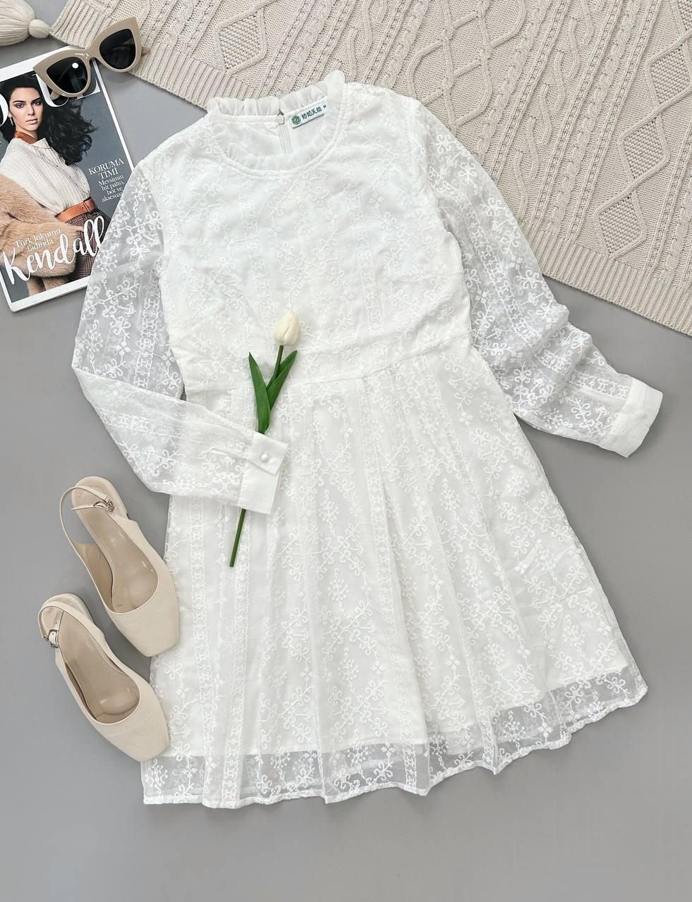 پیراهن ارگنزا تمام گلدوزی کد 3958