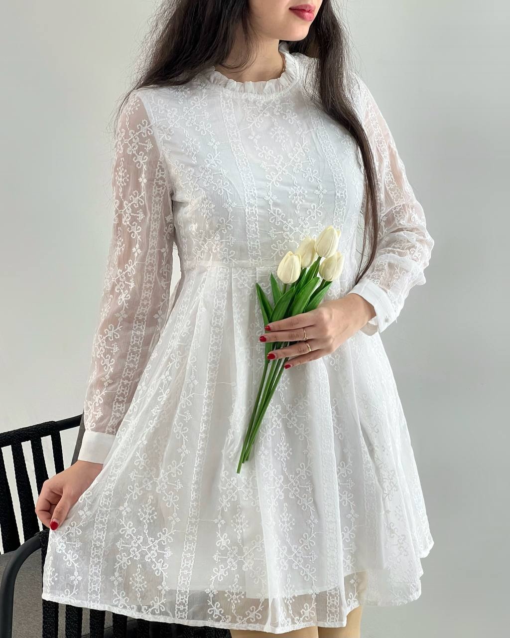 پیراهن ارگنزا تمام گلدوزی کد 3958