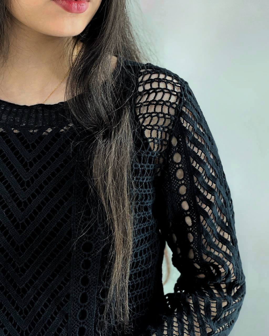 بلوز قلاب بافی مشکی کد 3960