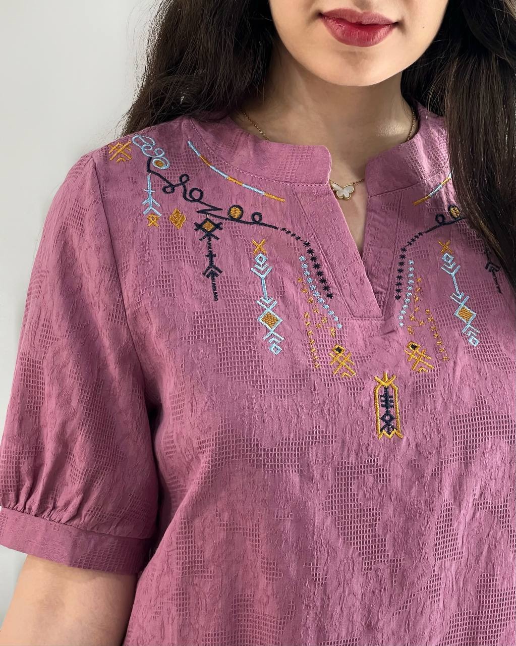 شومیز نخ گل برجسته اورجینال کد 3962