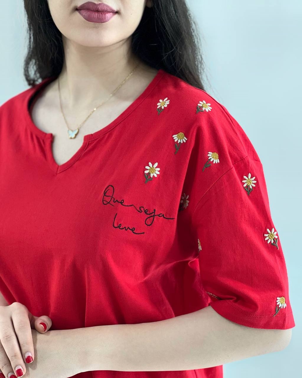 تیشرت گلدوزی بابونه لانگ کد 3963