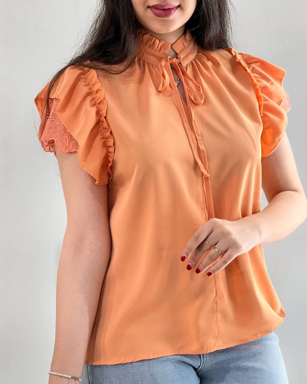 شومیز آستین چین خامه دوزی کد 3968