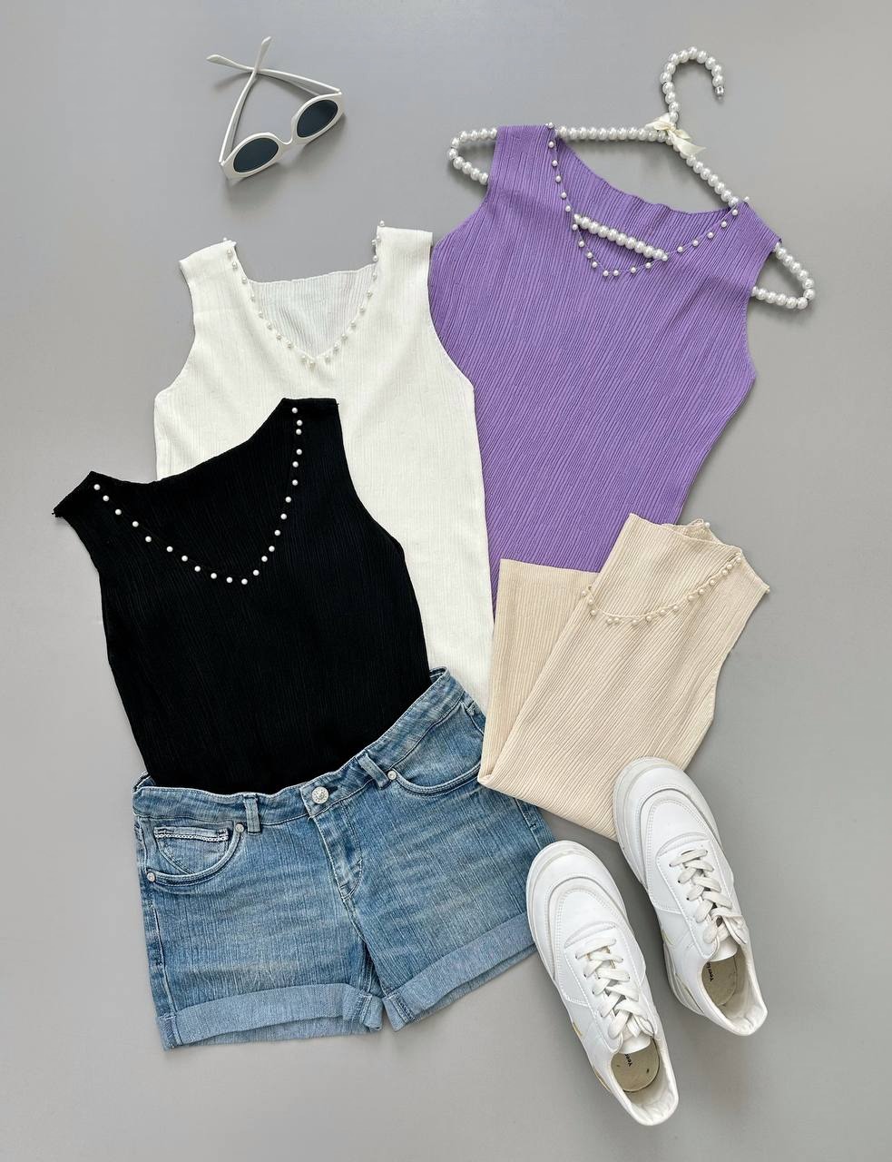 تاپ بافت یقه مروارید کد 3981