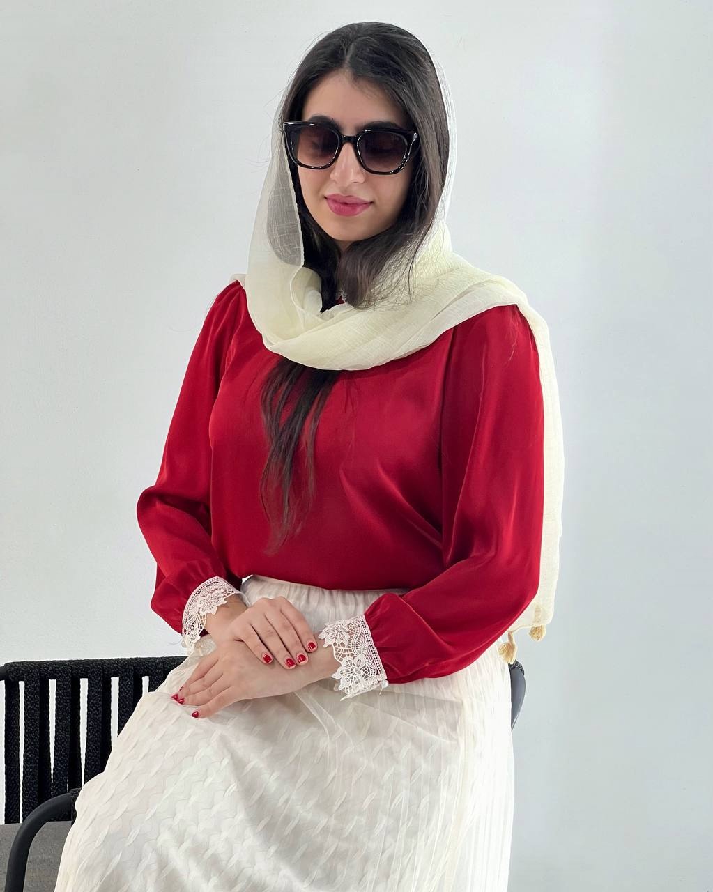 شومیز ساتن یقه دانتل اورجینال کد 3982