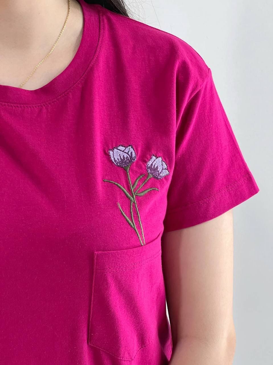 تیشرت جیب گلدوزی 7 رنگ کد 3984