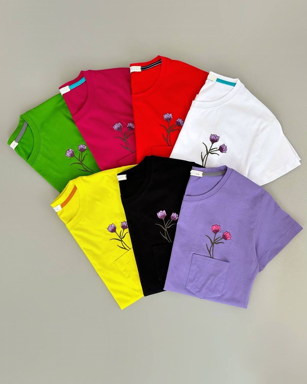 تیشرت جیب گلدوزی 7 رنگ کد 3984