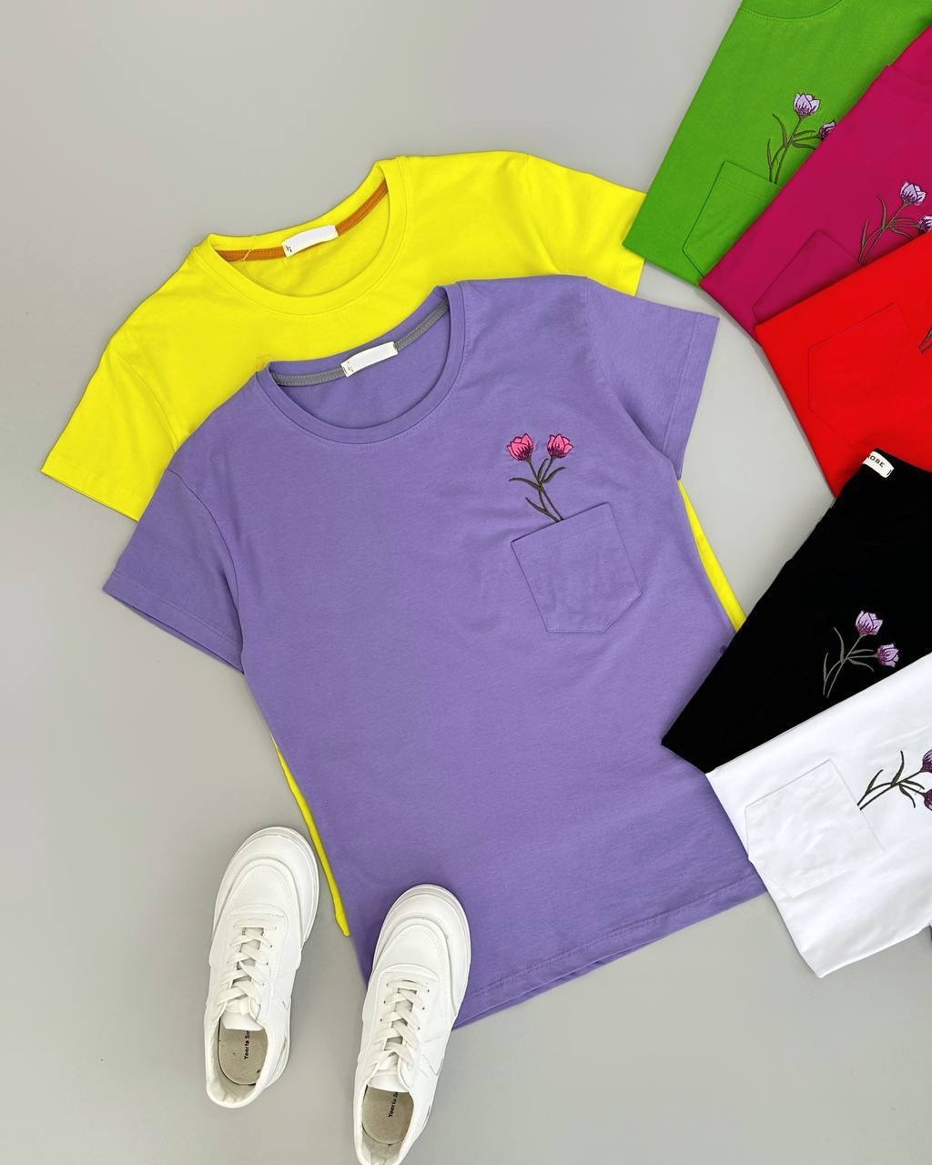 تیشرت جیب گلدوزی 7 رنگ کد 3984
