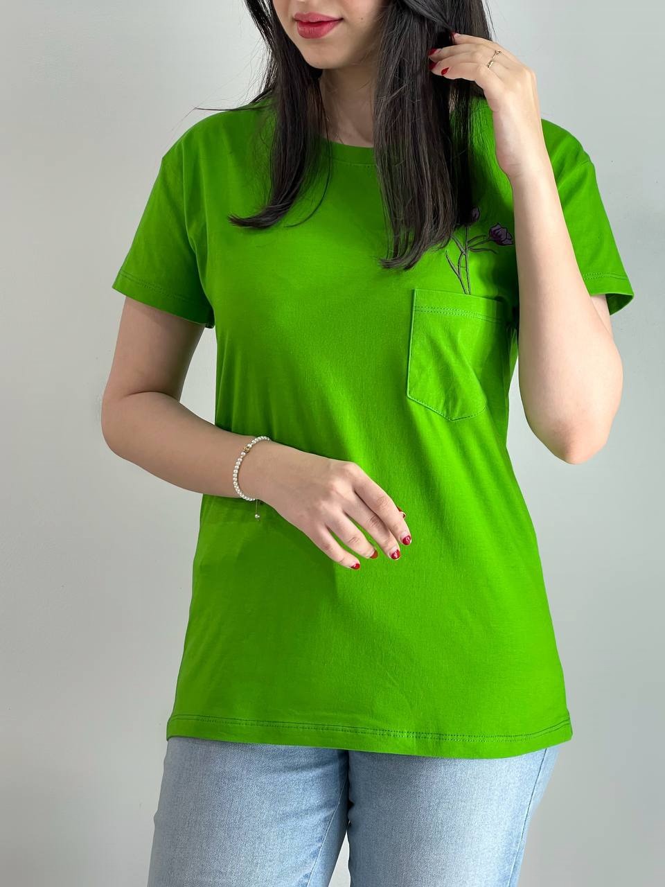 تیشرت جیب گلدوزی 7 رنگ کد 3984