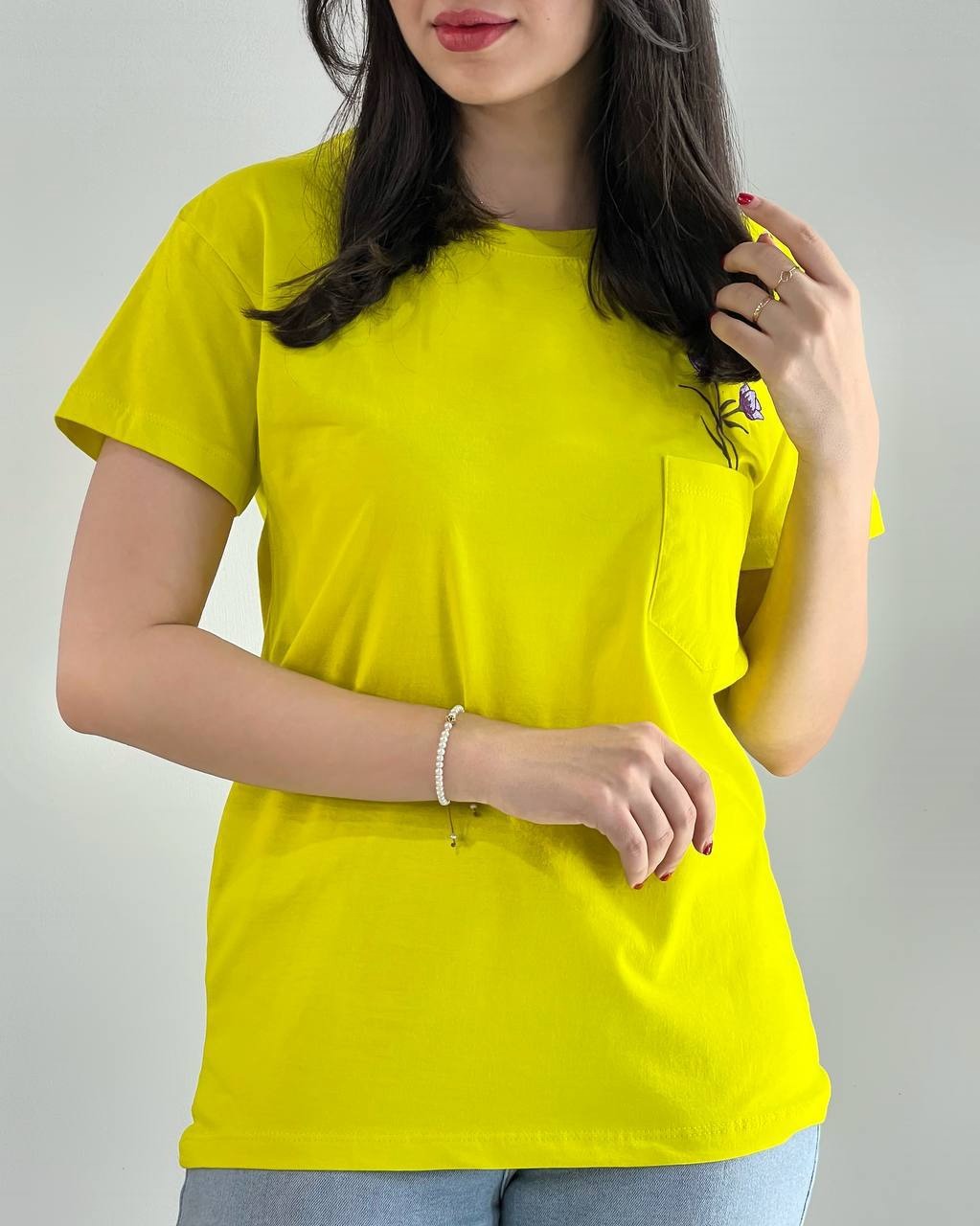 تیشرت جیب گلدوزی 7 رنگ کد 3984