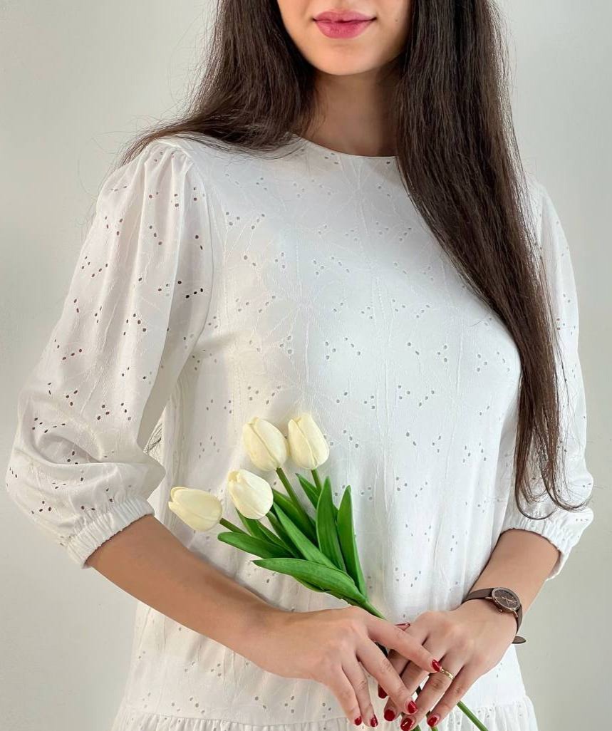 پیراهن خامه دوزی آستردار کد 3989