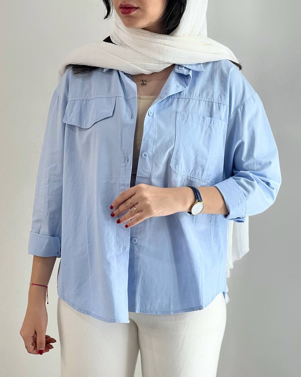 شومیز کتان نخ مداد رنگی مدل آخر کد 3990