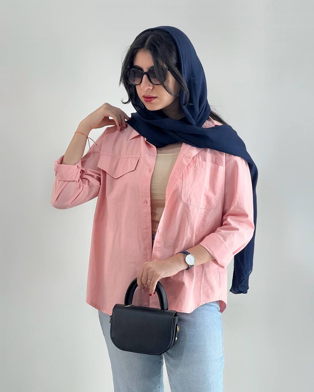 شومیز کتان نخ مداد رنگی مدل آخر کد 3990