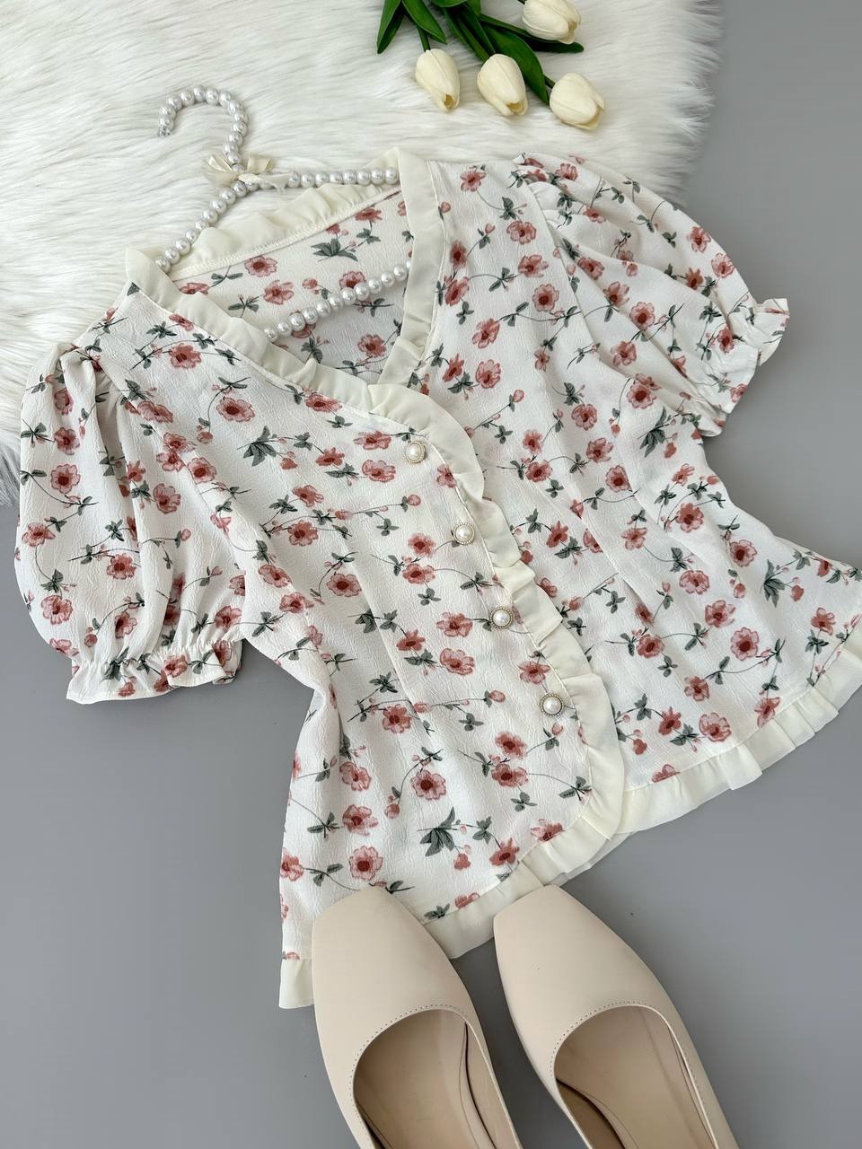 شومیز گل دار عروسکی کد 3995