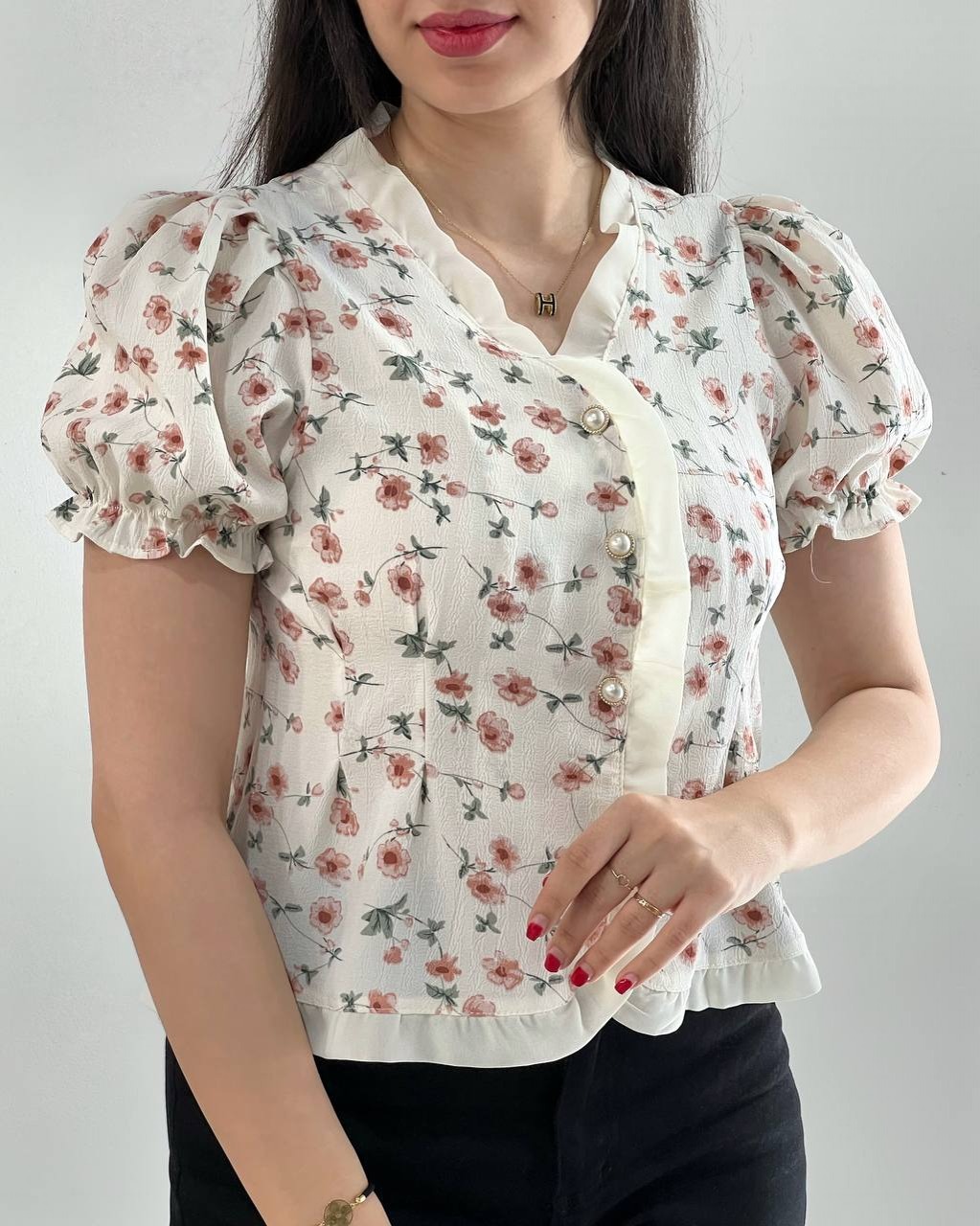 شومیز گل دار عروسکی کد 3995