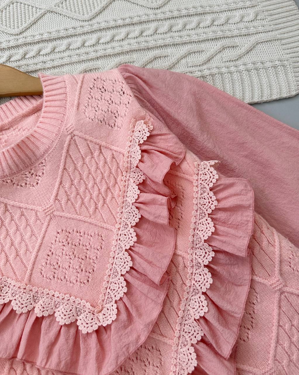 پلیور بافت جلو چین دار عروسکی کد 3999