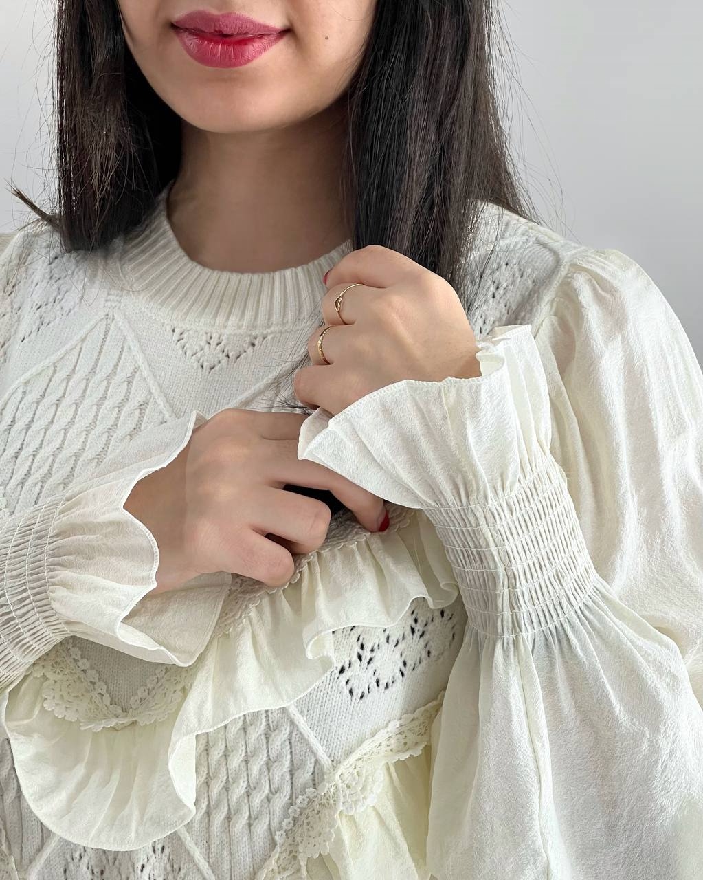 پلیور بافت جلو چین دار عروسکی کد 3999