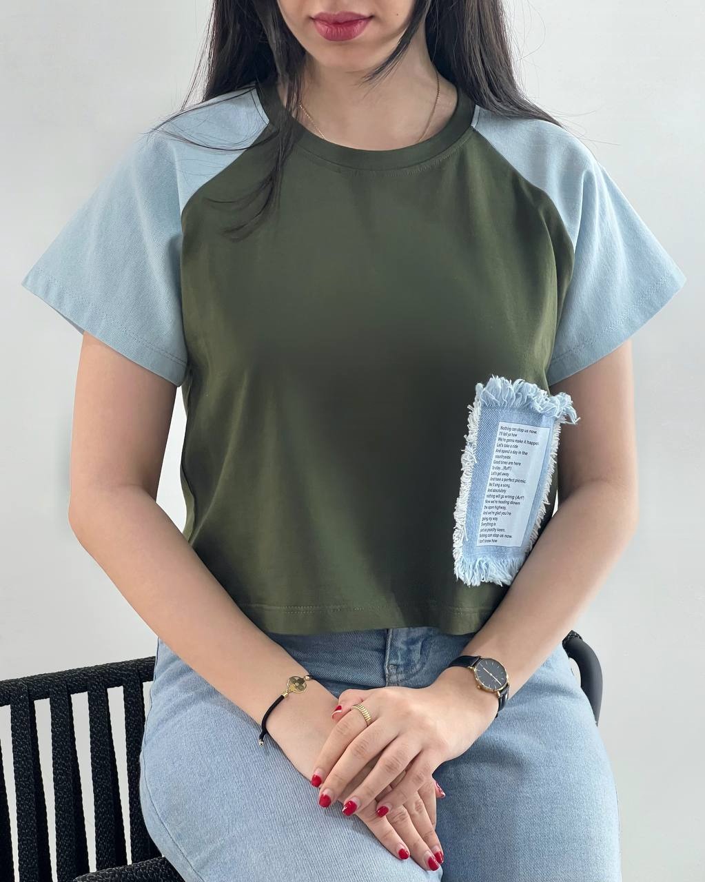 کراپ نخ پنبه آستین جین کد 4003