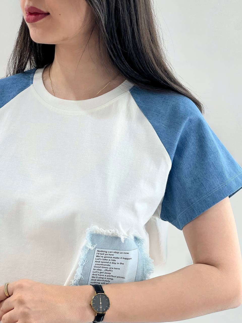 کراپ نخ پنبه آستین جین کد 4003