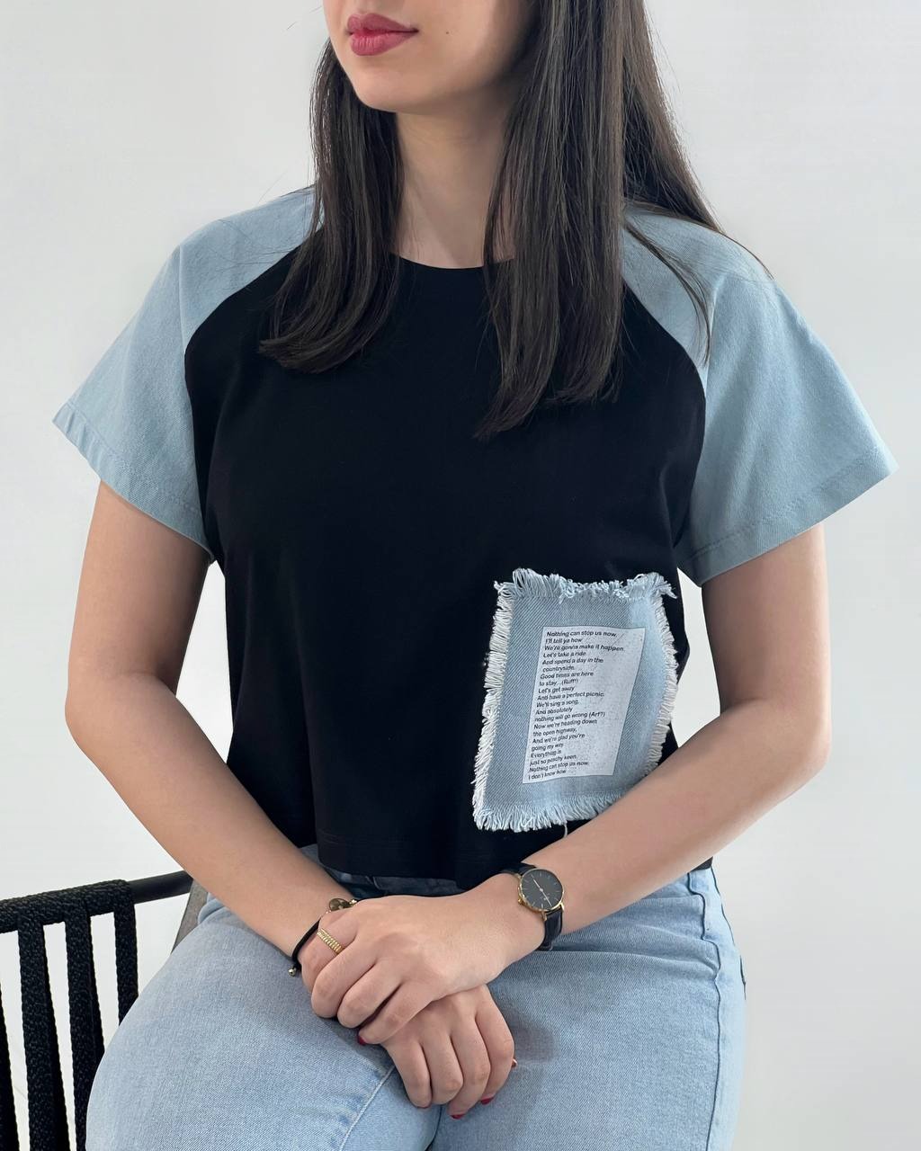 کراپ نخ پنبه آستین جین کد 4003