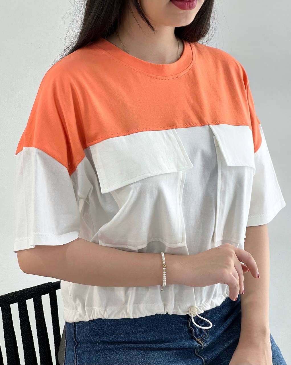 کراپ رنگی دو جیب کد 4009