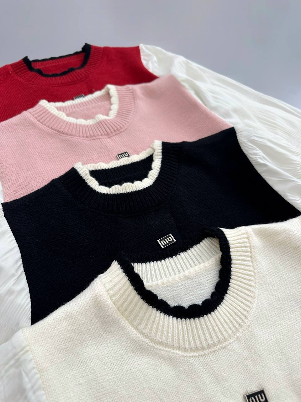 پلیور بافت آستین پلیسه کد 4011