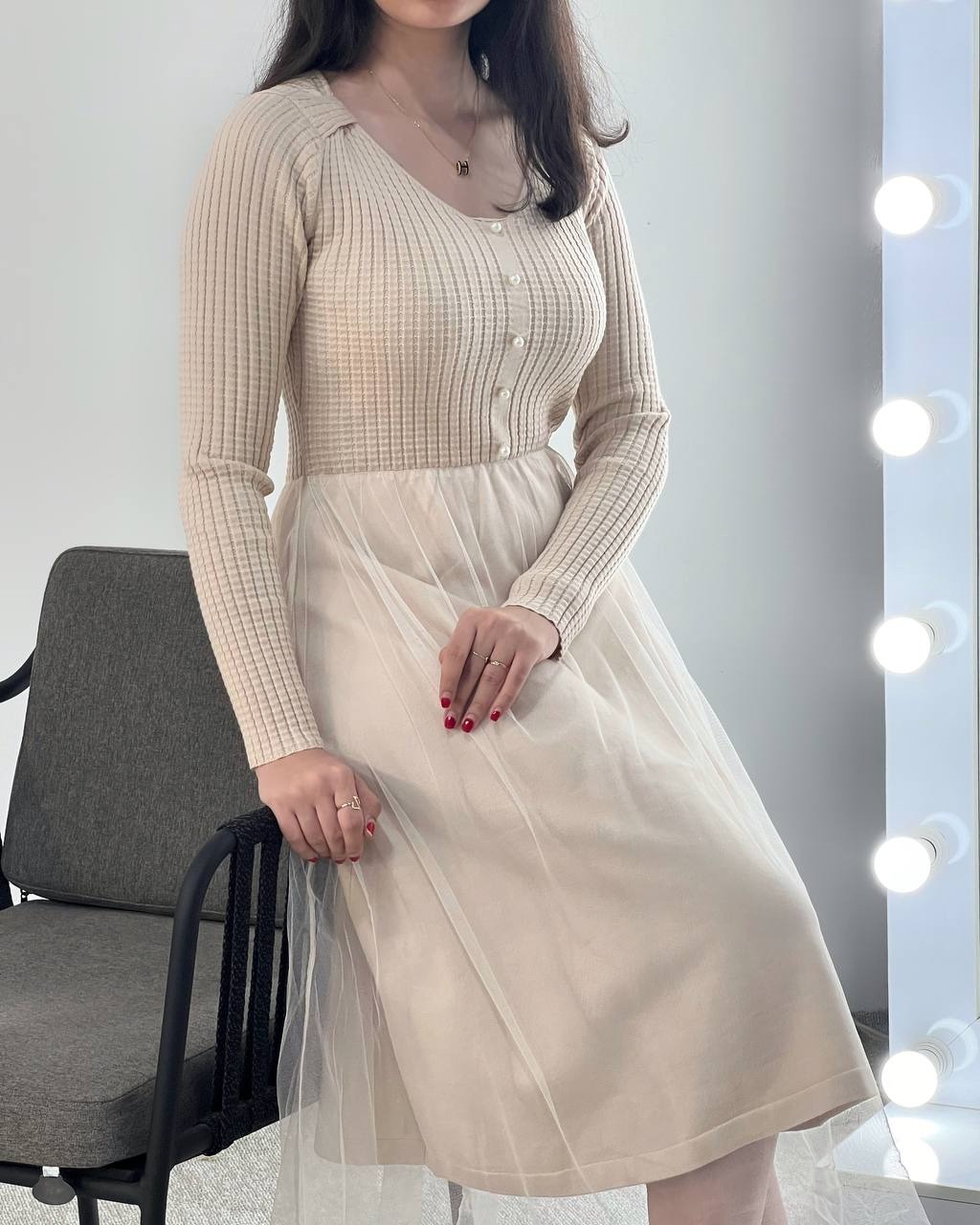 پیراهن بافت تکرنگ کد 4016