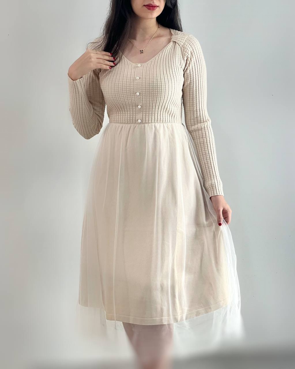 پیراهن بافت تکرنگ کد 4016