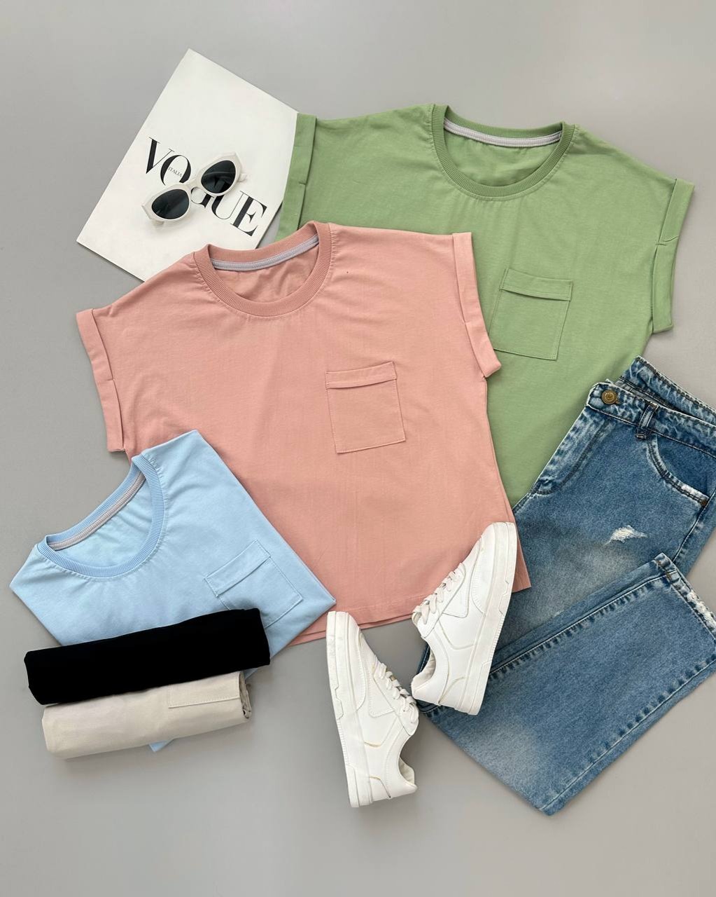 تیشرت آستین سرخود تک جیب کد 4018