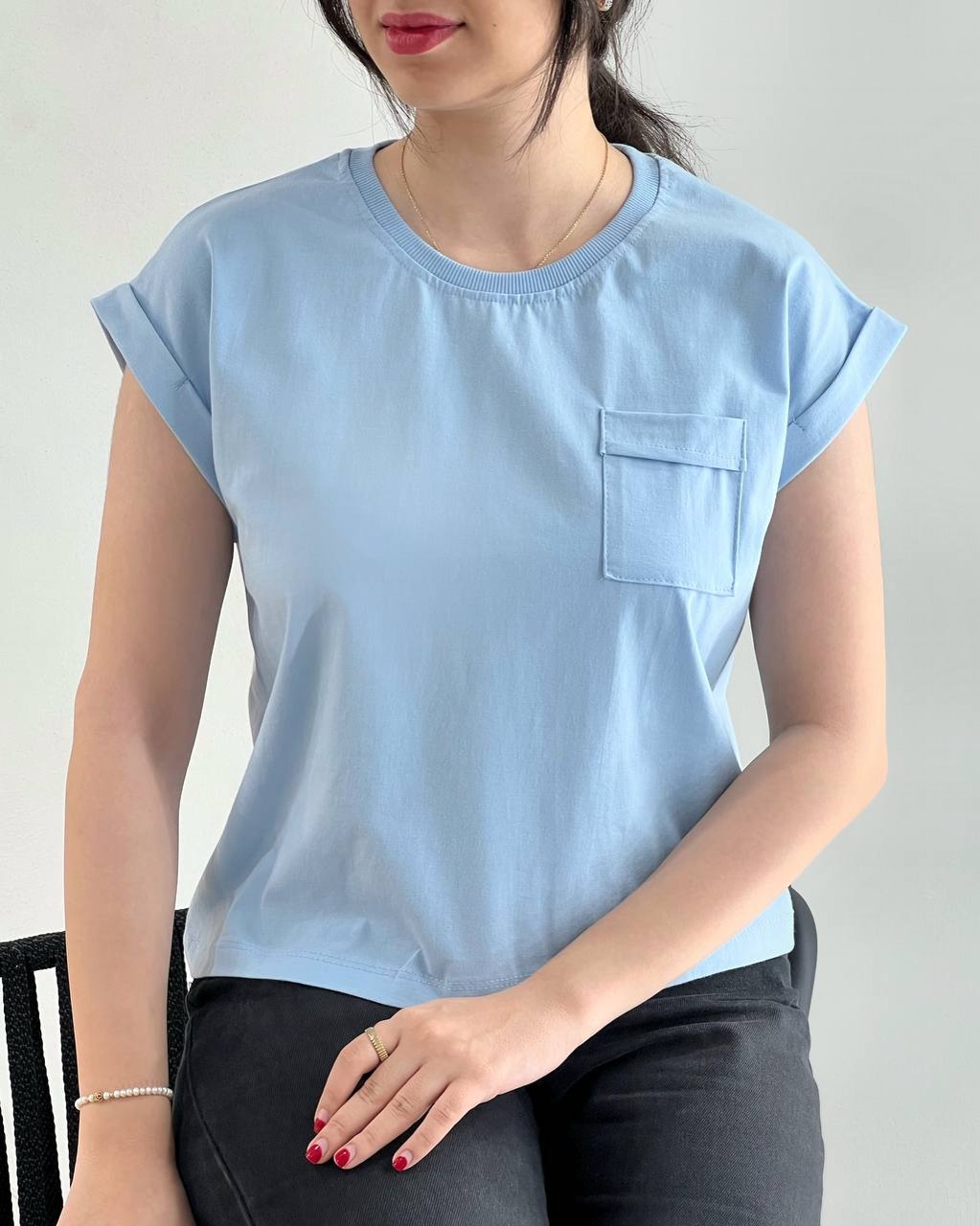 تیشرت آستین سرخود تک جیب کد 4018