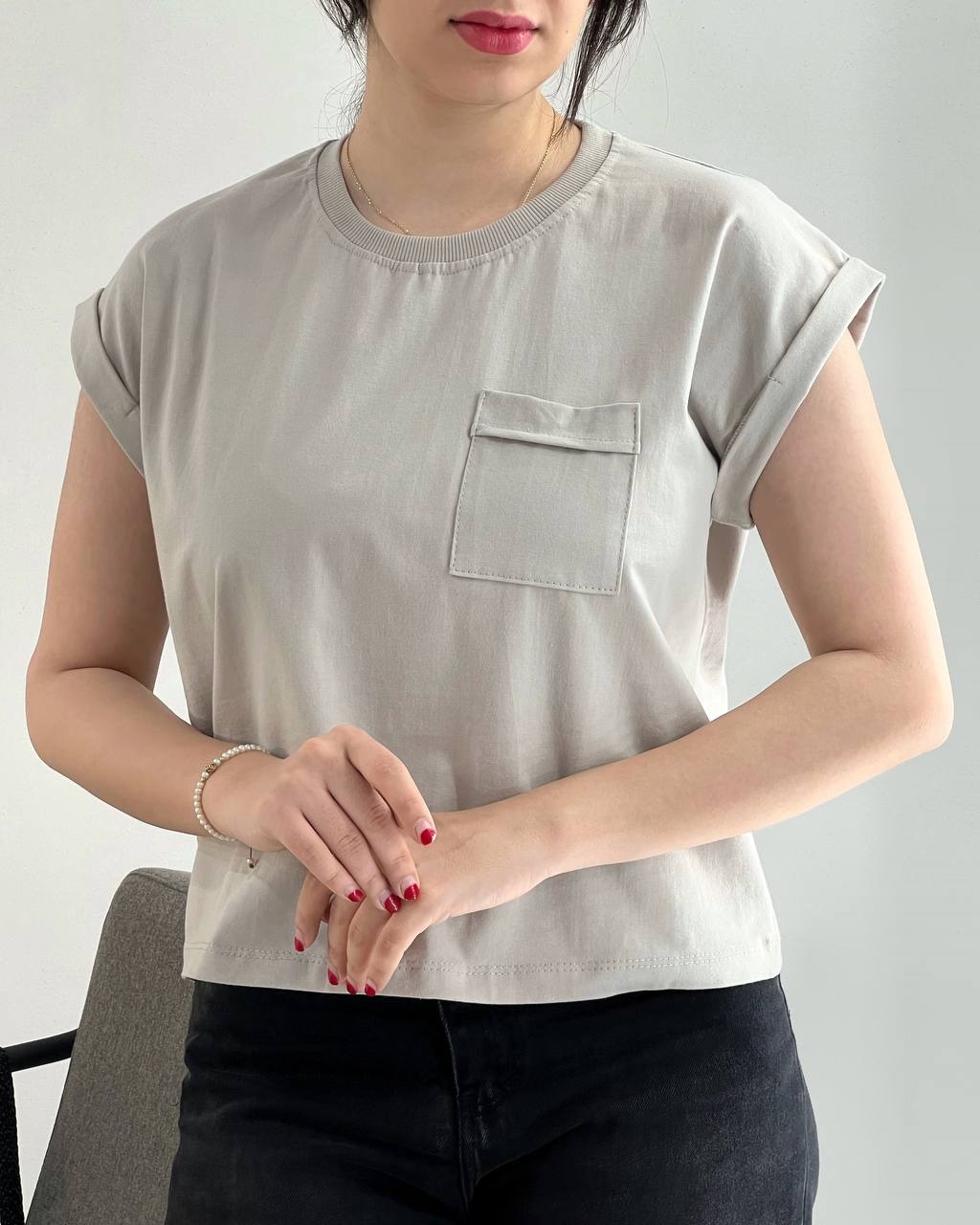 تیشرت آستین سرخود تک جیب کد 4018