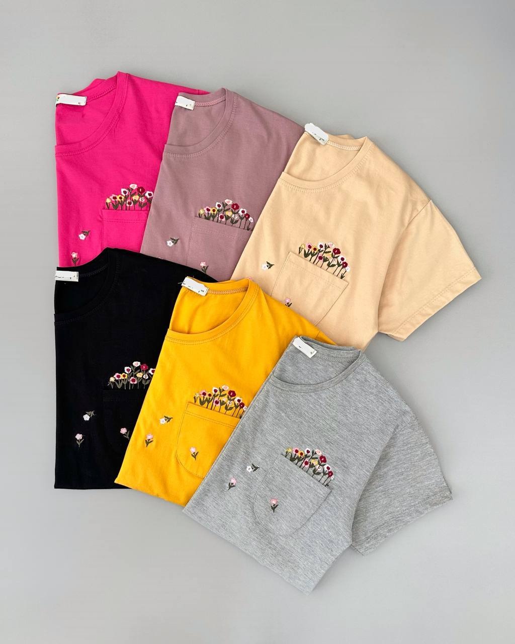 تیشرت نخ و پنبه جیب گلدوزی کد 4032