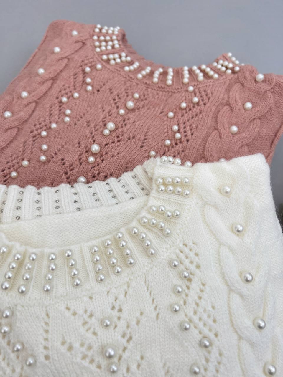 پلیور بافت مروارید آستین پف کد 4034