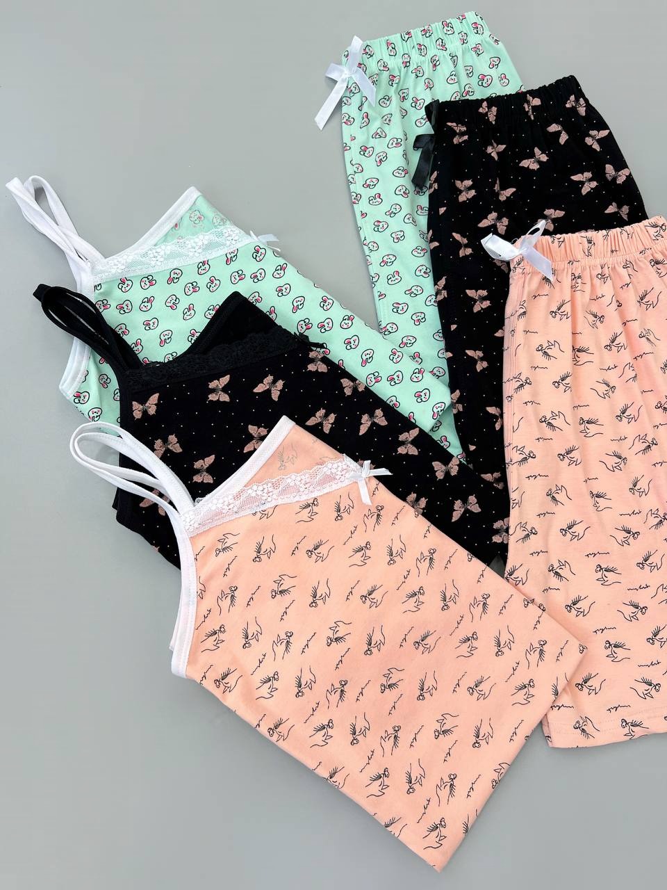 ست تاپ و شلوارک نخ و پنبه کد 4036