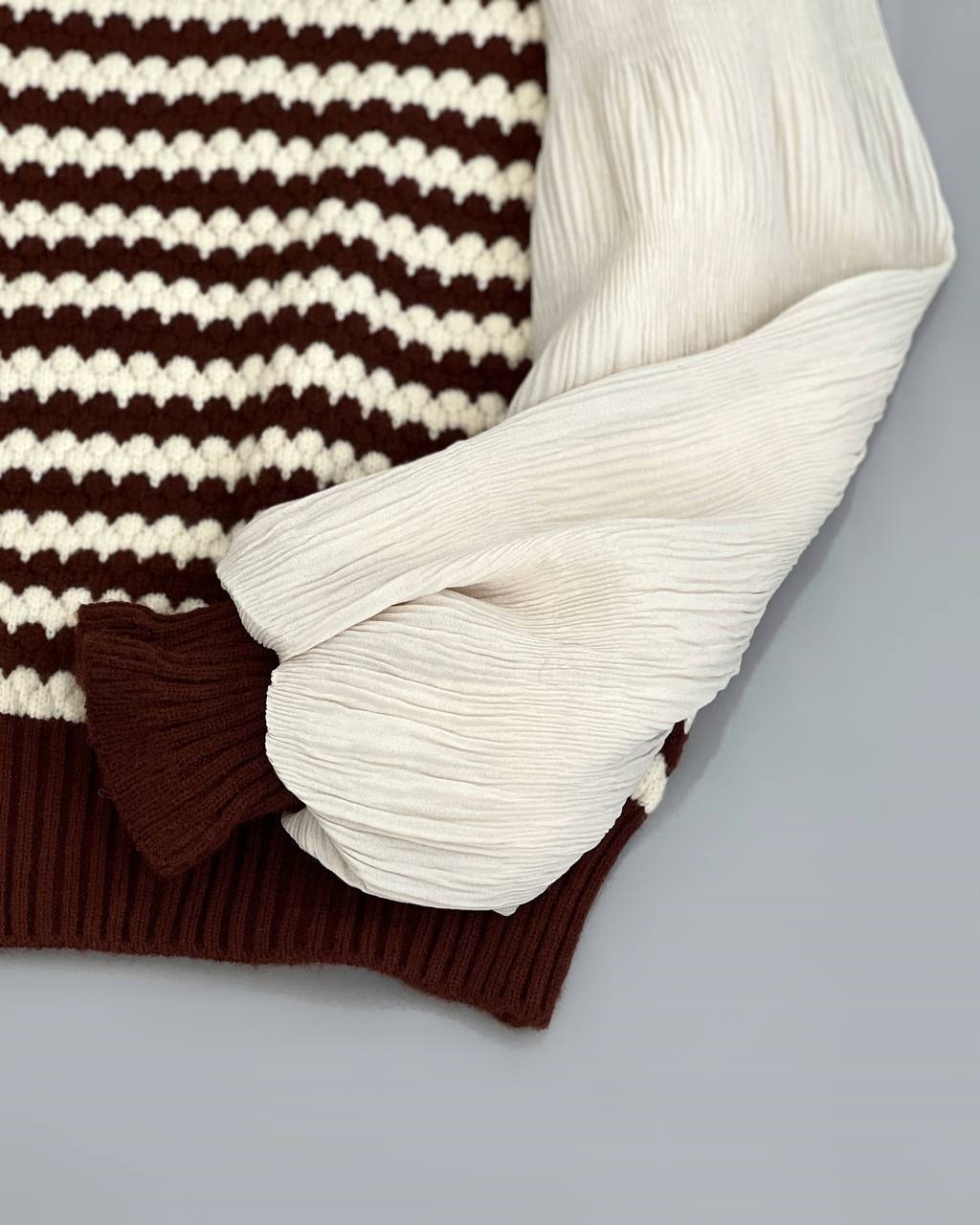 پلیور بافت آستین پلیسه کد 4039