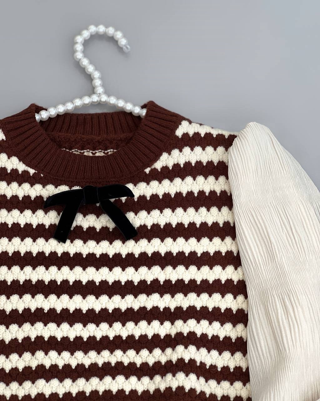 پلیور بافت آستین پلیسه کد 4039