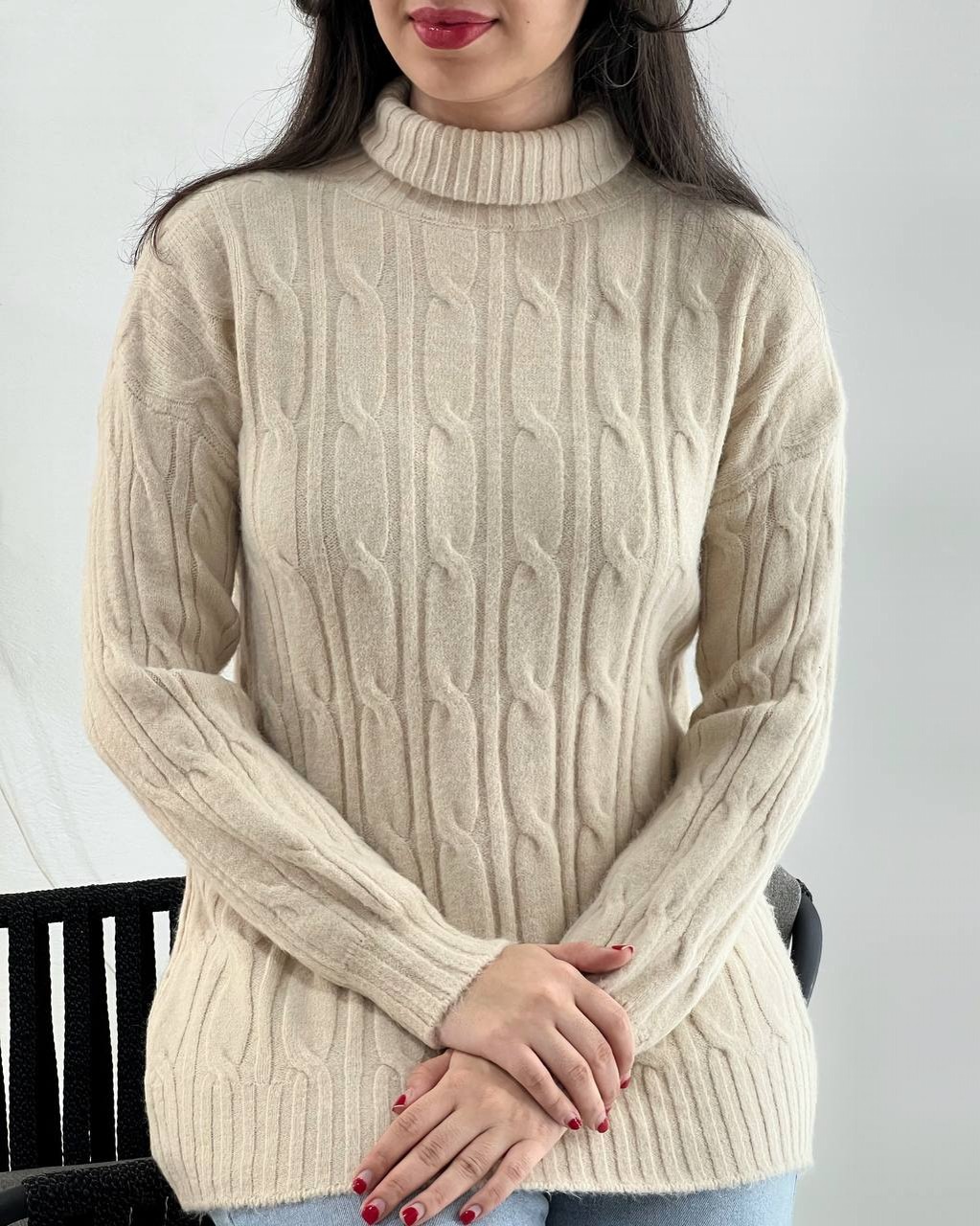 پلیور بافت زنجیری یقه اسکی کد 4044