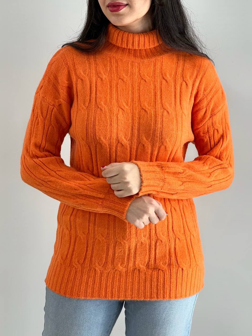 پلیور بافت زنجیری یقه اسکی کد 4044