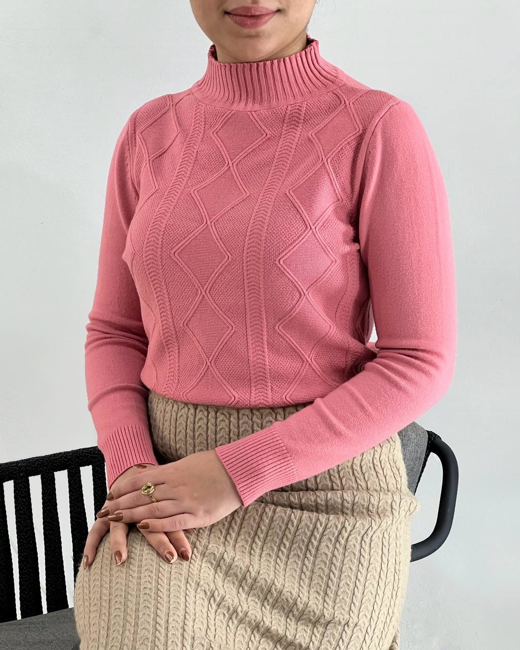 پلیور بافت یقه سه سانت لوزی کد 4045